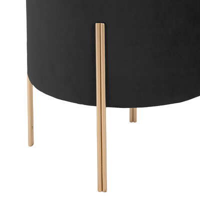 Tabouret velours noir living HOME DECO FACTORY