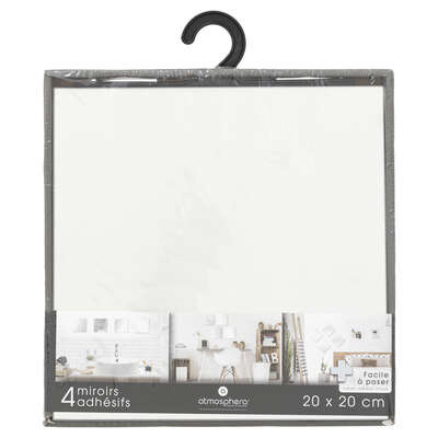 Lot de 4 miroirs adhesifs carre 20x20cm