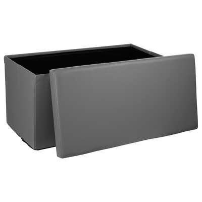 Pouf pliant double Gris et coffre de rangement Vinyle