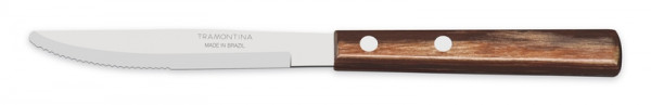 Couteau de table inox avec manche en bois marron