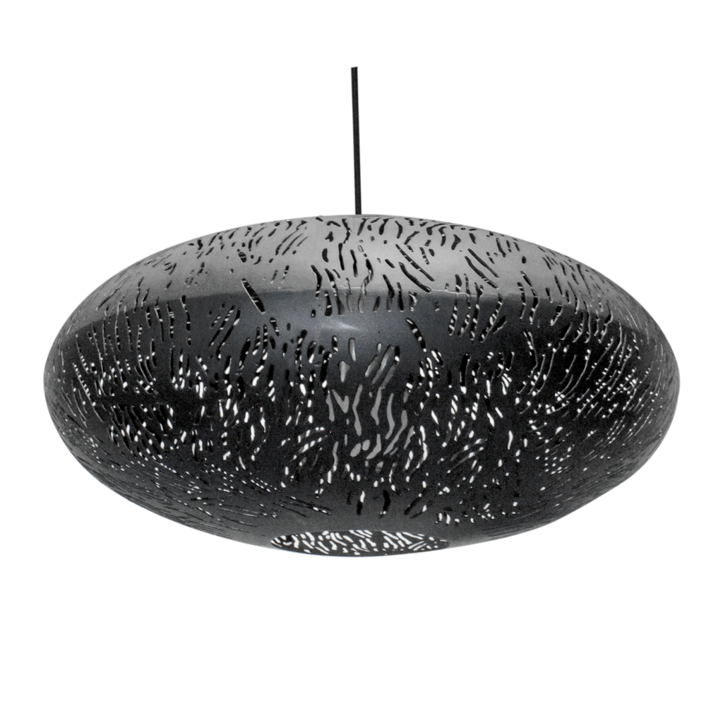 Luminaire soucoupe noir a motifs 1034