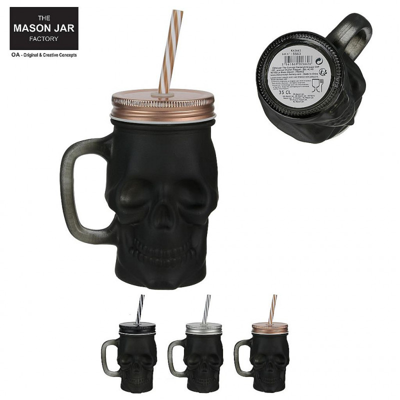 Mason jar tete de mort black mat 38cl m18 a3/m18