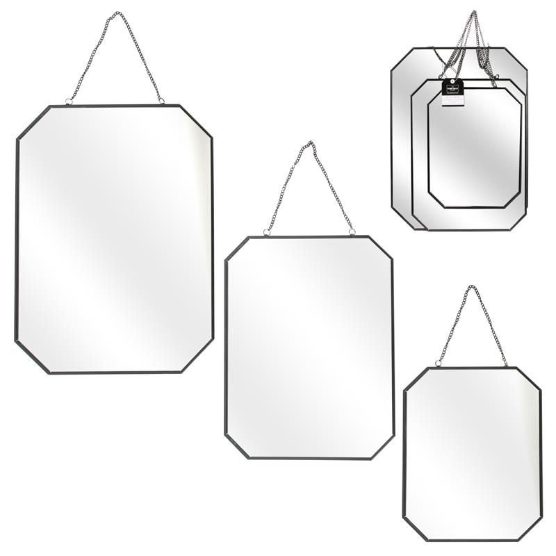 Miroir angles obliques noir x3 tailles THE HOME DECO FACTORY