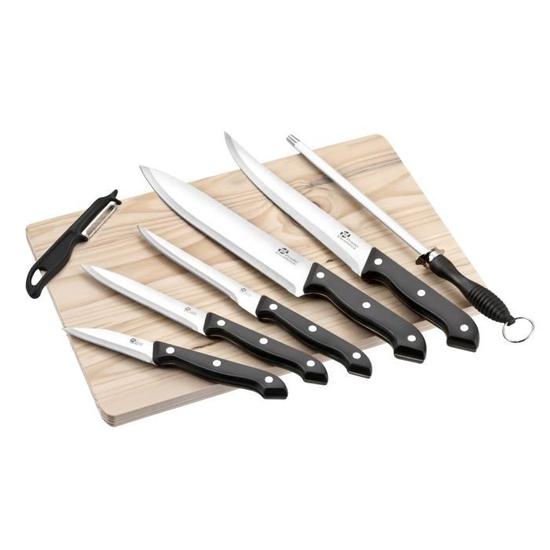 Planche en bois avec 5 couteaux de cuisine,1 fusil,1 eplucheur PRADEL EXCELLENCE