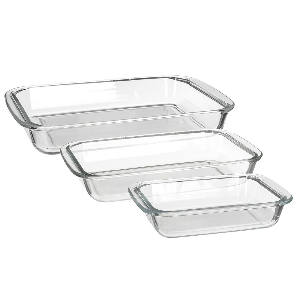 Plat a four rectangle en verre set de 3pces SECRET DE GOURMET