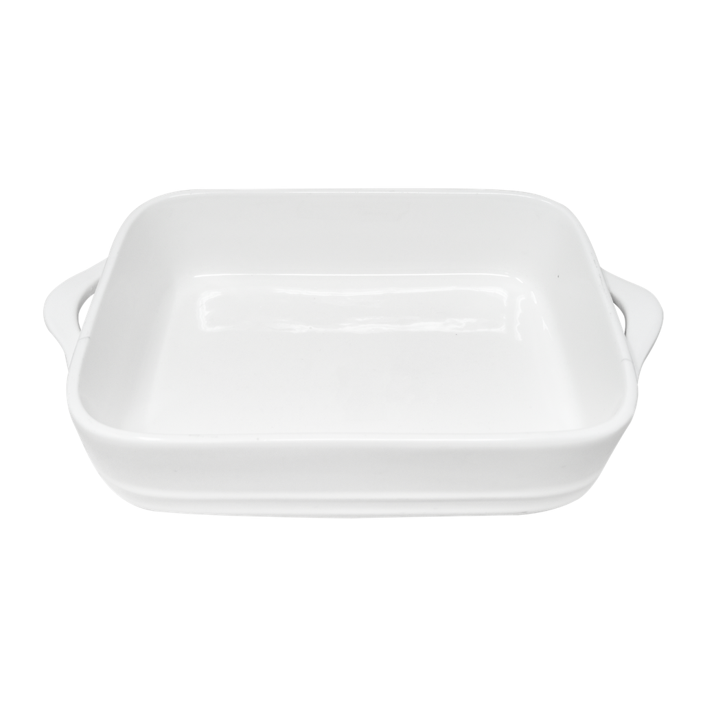 Plat ceramique blanc avec anses 20x14x6cm