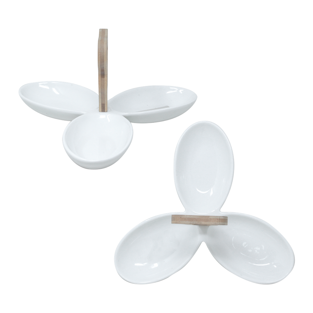 Plat ceramique set de 3 27x27cm avec bambou