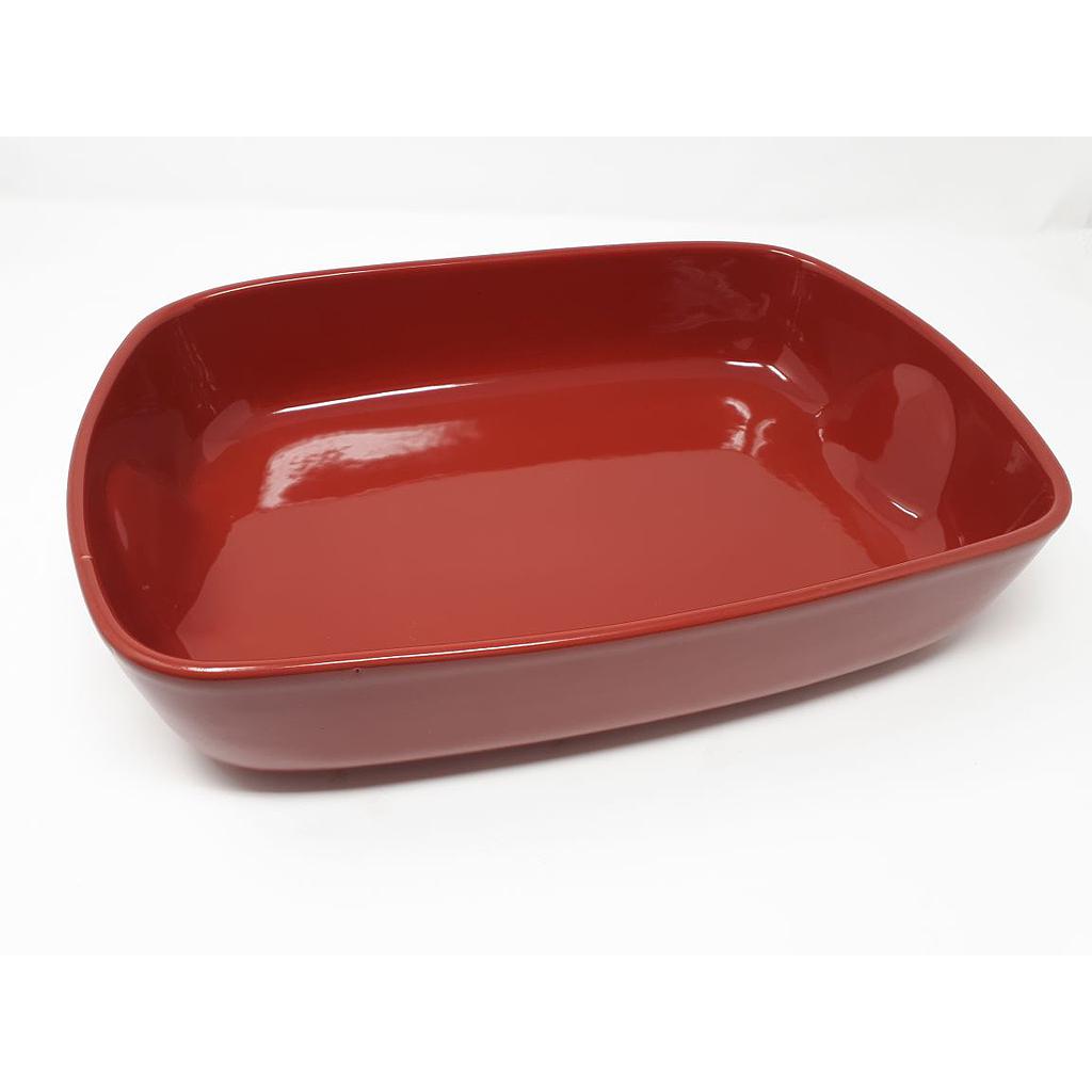 Plat rectangle GM rouge ceramique 35x25cm PYREX