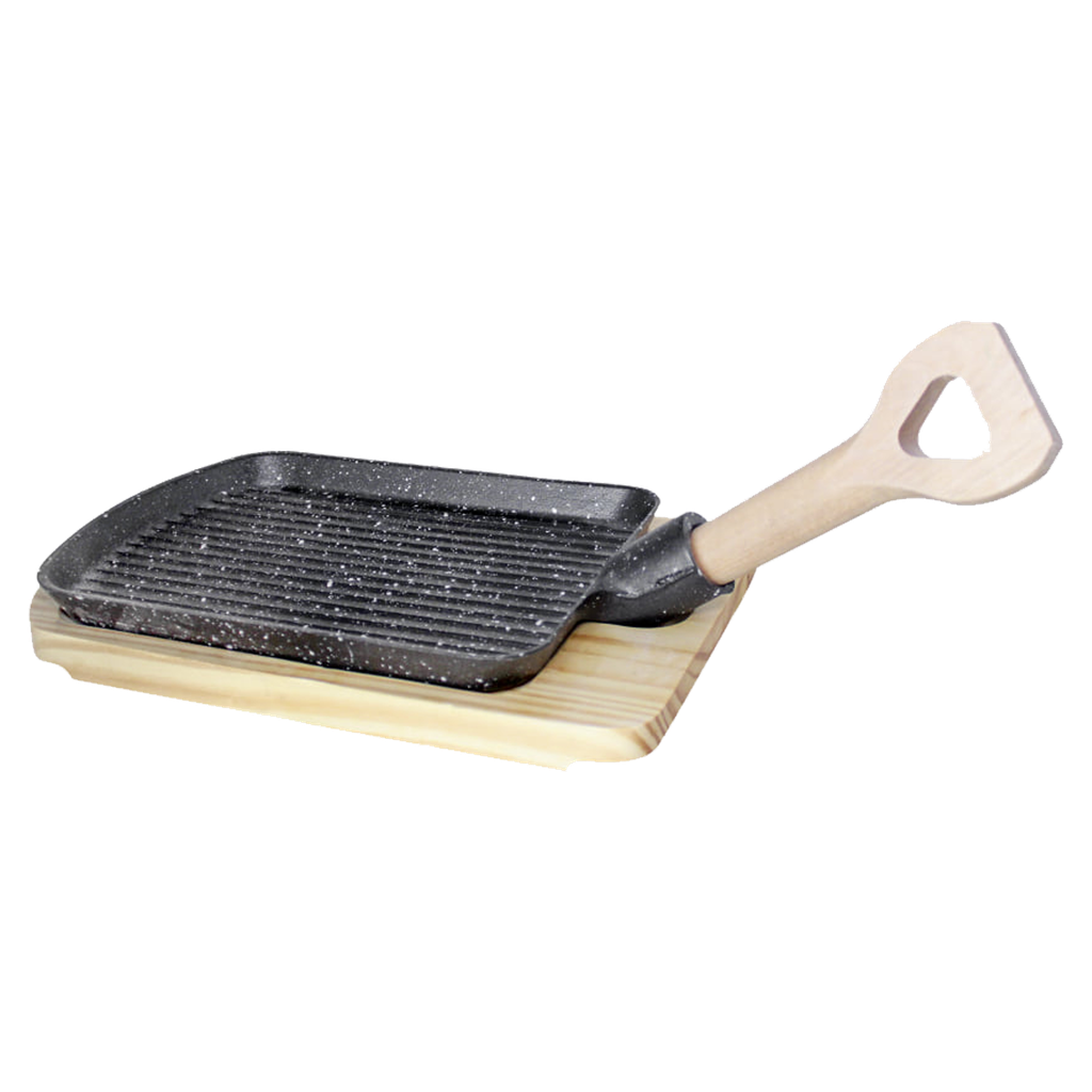 Poele Teppanyaki 24x17,6 cm avec pose en bois