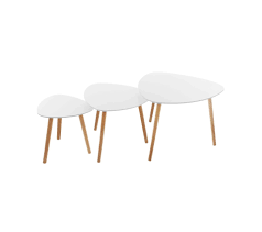 Lot de 3 tables cafe mileo cigogne blanc 