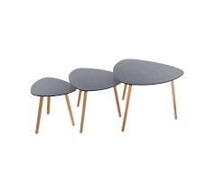 Lot de 3 tables cafe mileo gigogne gris