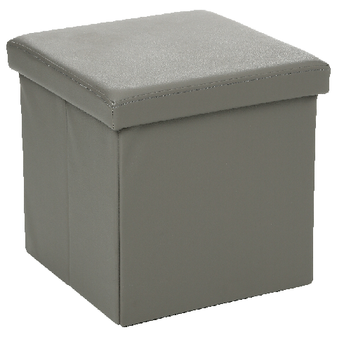 Pouf pliant carre Pvc Gris 38x38cm