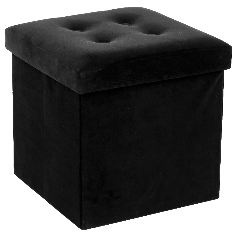 Pouf Pliant velours Lysandre Noir