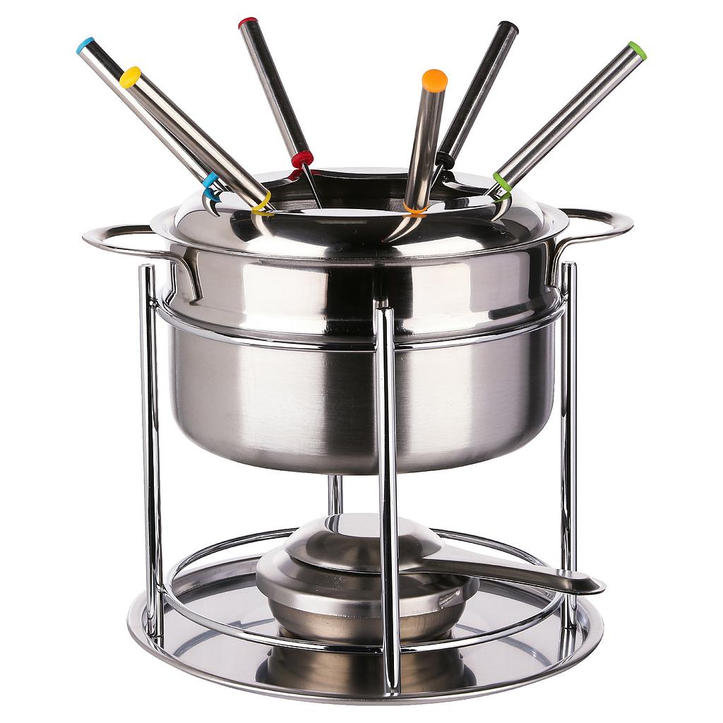 Service fondue 6pers inox 19cm Argent