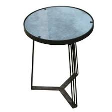 Table d appoint metal velours motif bleu 45cm m1 a1/m1