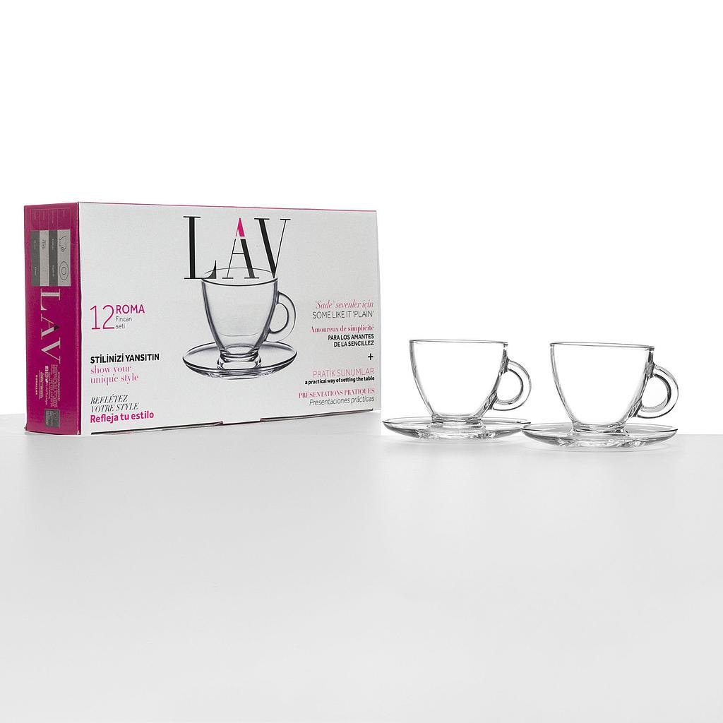 Tasse sous tasse transparent serie de 6pces LAV