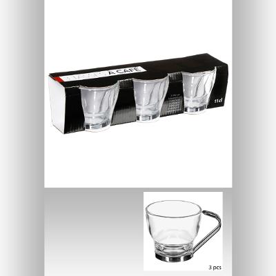 Tasse verre anse metal 11cl set de 3pces SECRET DE GOURMET