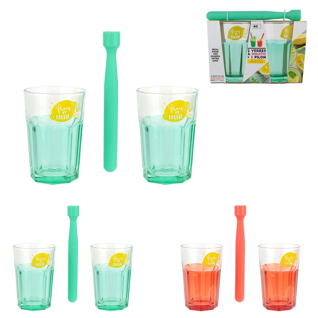 Verre a mojito et pilon plastique x2 m18 a2/m18