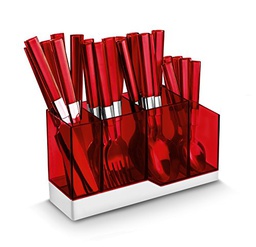 [NT00237] Couvert 24pcs rouge cristal avec range couvert ALBERT DE THIERS