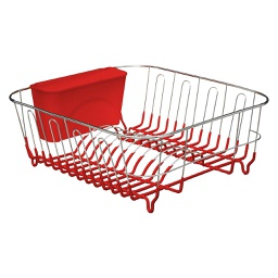 [115191A] Egouttoir metal 10assiettes avec pvc rouge 5 FIVE