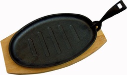 [NT00096] Plat a barbecue oval 26,5x18cm avec pose en bois BAUMALU