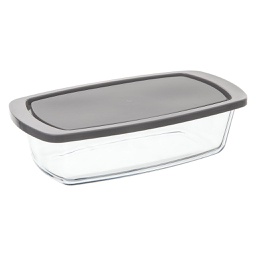 [151117] Plat cake en verre avec couv plast 27x14cm