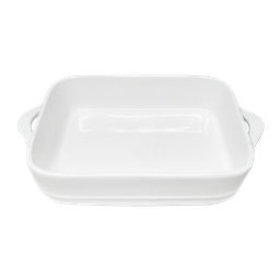 [157-33] Plat ceramique blanc avec anses 20x14x6cm