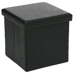 [121266A] Pouf pliant carre Pvc Noir 38x38cm