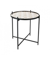 [HD3884] Table metal noir avec miroir a motif m1 a1/m1