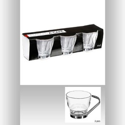 [134993] Tasse verre anse metal 11cl set de 3pces SECRET DE GOURMET