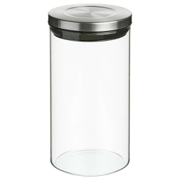 [128980] Bocal verre+inox hermet 1L