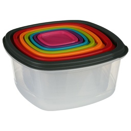 [120392] Lot de 7 boites plast carre colors