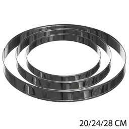 [151125] Lot de 3 cercles patisserie en inox 20/24/28cm