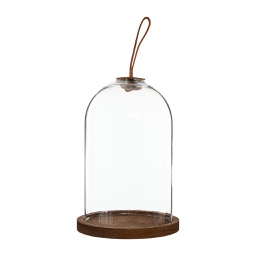 [167280] Cloche en verre cuir H20,5cm Colonial