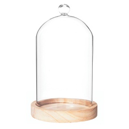 [145133] Cloche en verre socle naturel H19cm